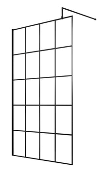 Hudson Reed Wetroom Screens 1200mm Framed Wetroom Screen Contemp Matt Black Aluminium 1950x1200x14mm - JJ Building Materials