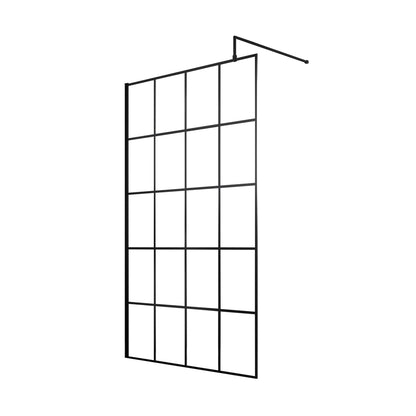 Hudson Reed Wetroom Screens 1200mm Framed Wetroom Screen Contemp Matt Black Aluminium 1950x1200x14mm - JJ Building Materials