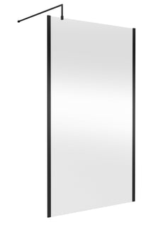 Hudson Reed Wetroom Screens 1200mm Outer Framed Wetroom Screen With Support Bar Contemp Matt Black Aluminium 1950x1200x14mm - JJ Building Materials