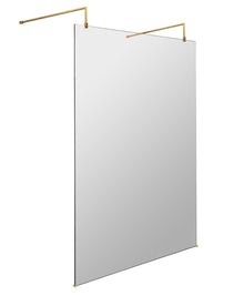 Hudson Reed Wetroom Screens 1200mm Wetroom Screen With Arms And Feet Contemp Brushed Brass Aluminium 1950x1198x14mm - JJ Building Materials
