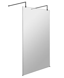 Hudson Reed Wetroom Screens 1200mm Wetroom Screen With Arms And Feet Contemp Matt Black Aluminium 1950x1200x14mm - JJ Building Materials