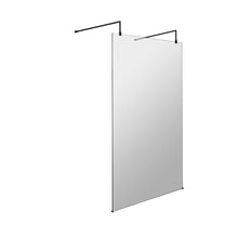 Hudson Reed Wetroom Screens 1200mm Wetroom Screen With Arms And Feet Contemp Matt Black Aluminium 1950x1200x14mm - JJ Building Materials