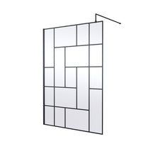 Hudson Reed Wetroom Screens 1400mm Abstract Frame Wetroom Screen Contemp Matt Black Aluminium 1950x1400x14mm - JJ Building Materials