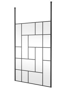 Hudson Reed Wetroom Screens 1400mm Abstract Frame Wetroom Screen With Ceiling Posts Contemp Matt Black Aluminium 1950x1450x60mm - JJ Building Materials
