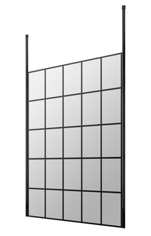Hudson Reed Wetroom Screens 1400mm Frame Screen With Ceiling Posts Contemp Matt Black Aluminium 1950x1400x14mm - JJ Building Materials