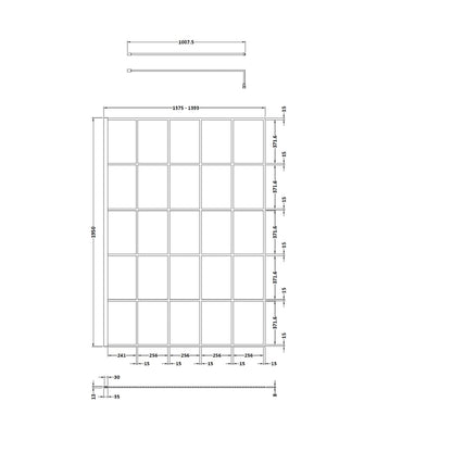 Hudson Reed Wetroom Screens 1400mm Framed Wetroom Screen Contemp Matt Black Aluminium 1950x1400x14mm - JJ Building Materials