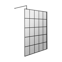 Hudson Reed Wetroom Screens 1400mm Framed Wetroom Screen Contemp Matt Black Aluminium 1950x1400x14mm - JJ Building Materials