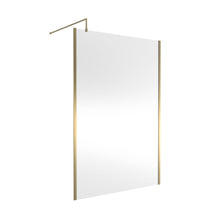 Hudson Reed Wetroom Screens 1400mm Outer Framed Wetroom Screen With Support Bar Contemp Brushed Brass Aluminium 1950x1400x14mm - WRSOBB14 - JJ Building Materials