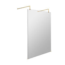 Hudson Reed Wetroom Screens 1400mm Wetroom Screen With Arms And Feet Contemp Brushed Brass Aluminium 1950x1398x14mm - JJ Building Materials
