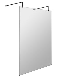 Hudson Reed Wetroom Screens 1400mm Wetroom Screen With Arms And Feet Contemp Matt Black Aluminium 1950x1400x14mm - JJ Building Materials