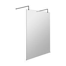 Hudson Reed Wetroom Screens 1400mm Wetroom Screen With Arms And Feet Contemp Matt Black Aluminium 1950x1400x14mm - JJ Building Materials