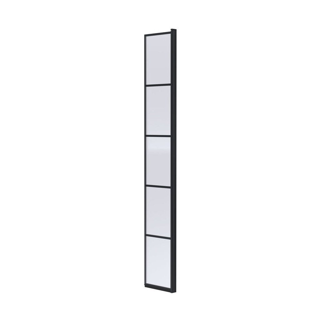 Hudson Reed Wetroom Screens 1950mm X 300mm Framed Hinged Return Screen Contemp Matt Black Aluminium,glass 1950x322x27mm - JJ Building Materials