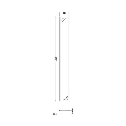 Hudson Reed Wetroom Screens 215mm Return Screen With Black Profile Contemp Matt Black Aluminium 1950x28x215mm - JJ Building Materials
