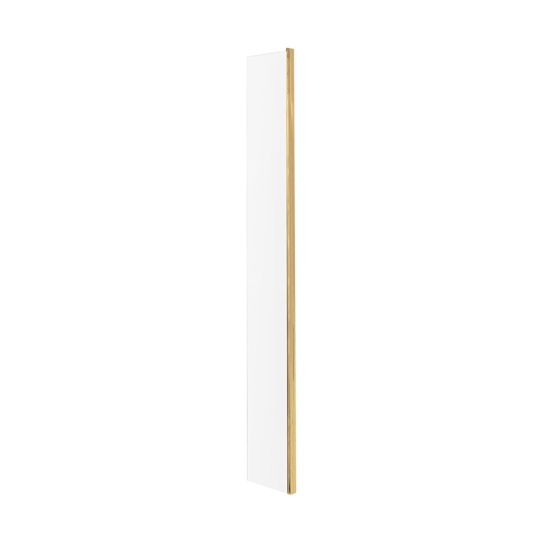 Hudson Reed Wetroom Screens 215mm Return Screen With Brass Profile Contemp Brushed Brass Aluminium 1950x28x215mm - JJ Building Materials