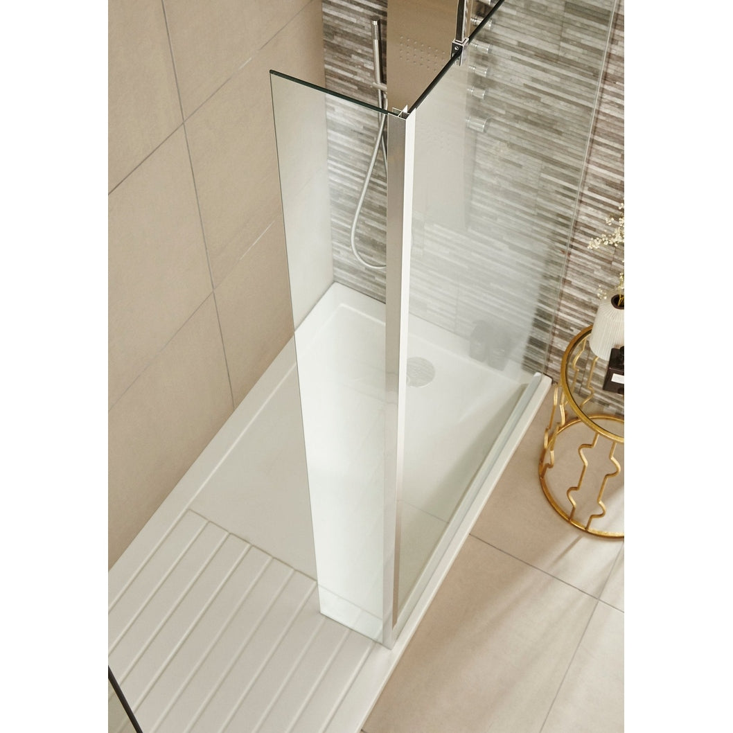 Hudson Reed Wetroom Screens 215mm Wetroom Return Screen Contemp Chrome Aluminium 1950x215x22mm - JJ Building Materials