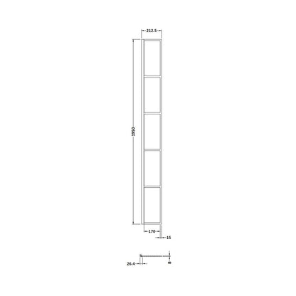 Hudson Reed Wetroom Screens 215mm Wetroom Return Screen Contemp Matt Black Aluminium 1950x213x28mm - JJ Building Materials