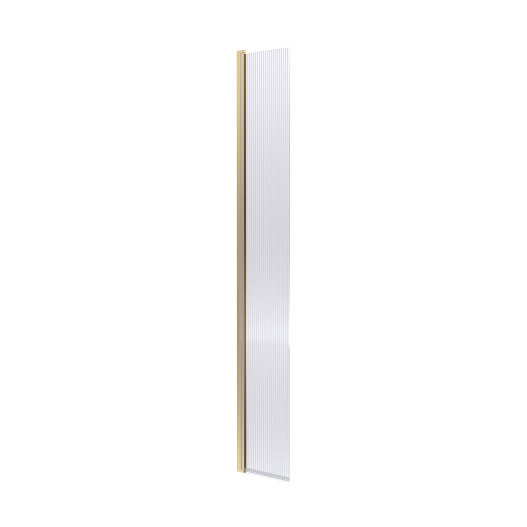 Hudson Reed Wetroom Screens 300mm Fluted Hinged Flipper Screen Contemp Brushed Brass Aluminium 1950x322x27mm - JJ Building Materials