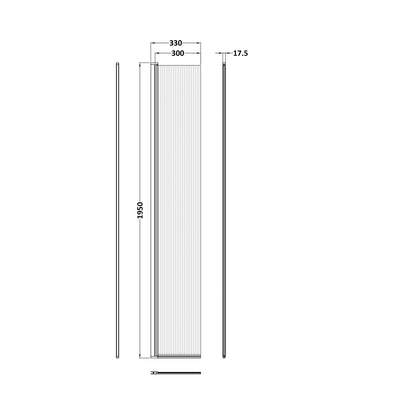 Hudson Reed Wetroom Screens 300mm Fluted Hinged Flipper Screen Contemp Chrome Aluminium 1950x322x27mm - JJ Building Materials