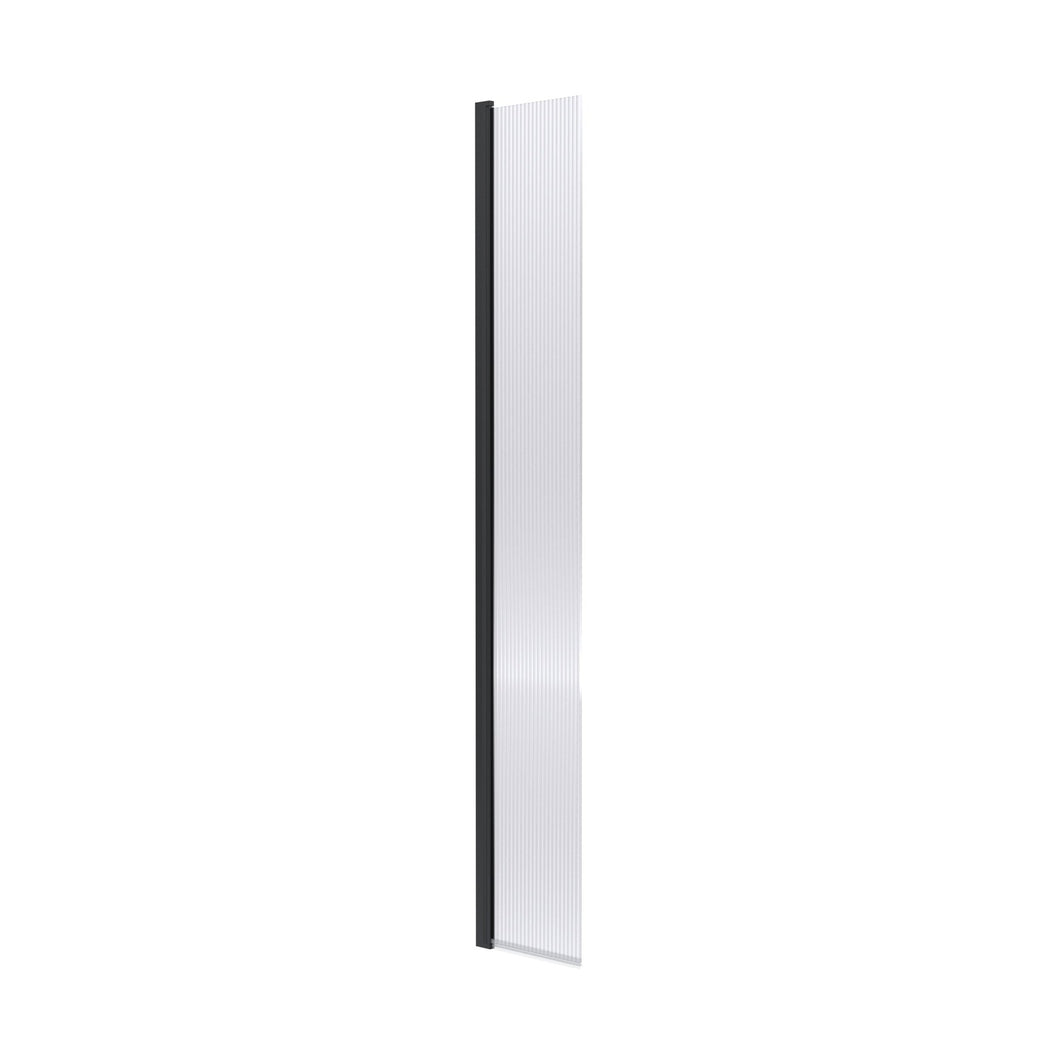 Hudson Reed Wetroom Screens 300mm Fluted Hinged Flipper Screen Contemp Matt Black Aluminium 1950x322x27mm - JJ Building Materials