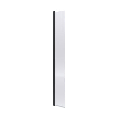 Hudson Reed Wetroom Screens 300mm Fluted Hinged Flipper Screen Contemp Matt Black Aluminium 1950x322x27mm - JJ Building Materials