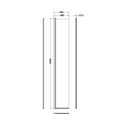 Hudson Reed Wetroom Screens 300mm Hinged Flipper Screen Contemp Brushed Brass Aluminium 1950x322x27mm - JJ Building Materials