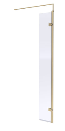 Hudson Reed Wetroom Screens 300mm Wetroom Swing Screen Contemp Brushed Brass Aluminium 1950x322x27mm - JJ Building Materials