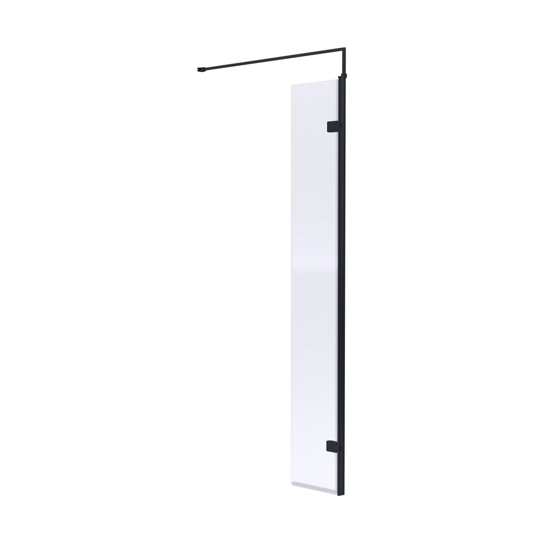 Hudson Reed Wetroom Screens 300mm Wetroom Swing Screen Contemp Matt Black Aluminium 1950x322x27mm - WRSBP30 - JJ Building Materials