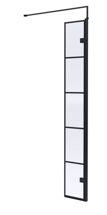 Hudson Reed Wetroom Screens 300mm Wetroom Swing Screen Contemp Matt Black Aluminium 1950x322x27mm - WRSF030H - JJ Building Materials