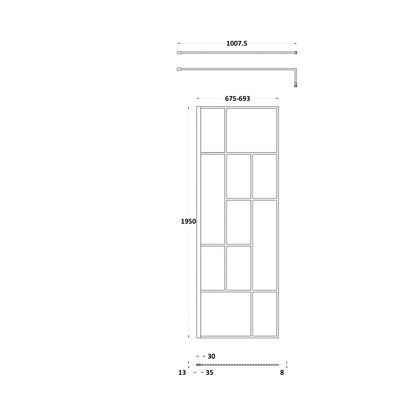Hudson Reed Wetroom Screens 700mm Abstract Frame Wetroom Screen Contemp Matt Black Aluminium 1950x700x14mm - JJ Building Materials
