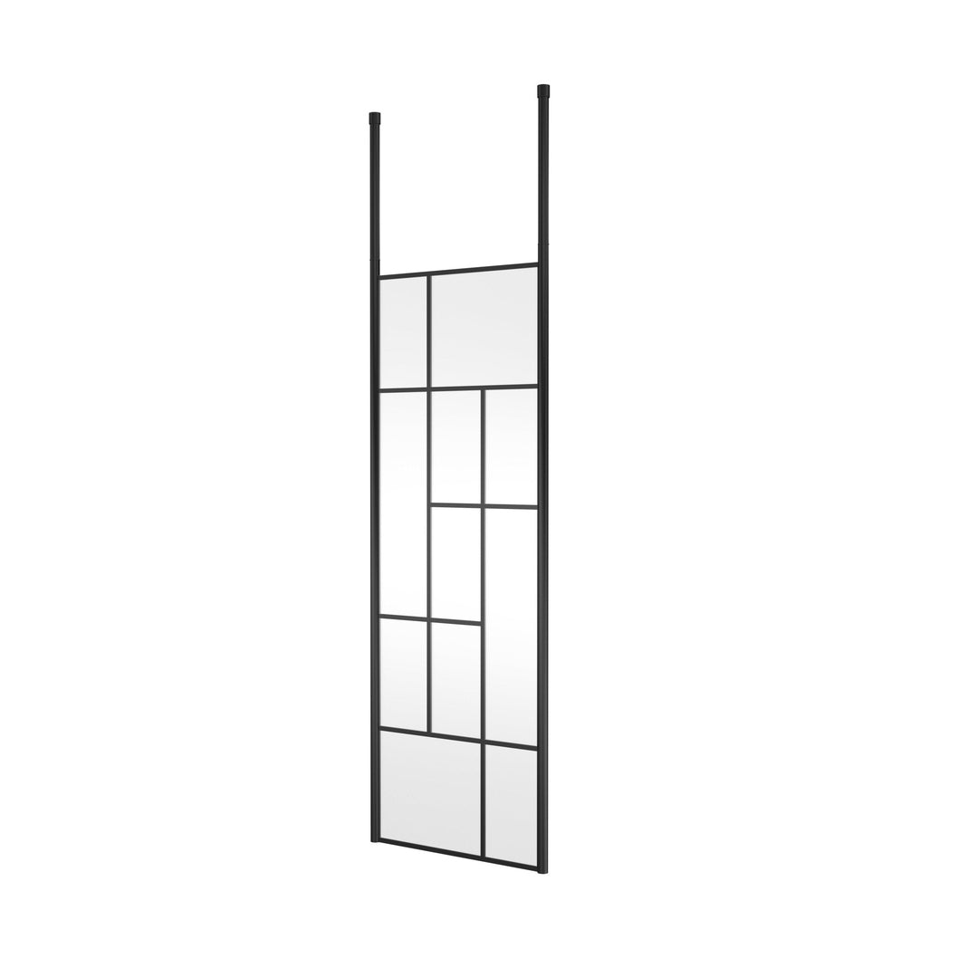 Hudson Reed Wetroom Screens 700mm Abstract Frame Wetroom Screen With Ceiling Posts Contemp Matt Black Aluminium 1950x750x60mm - JJ Building Materials