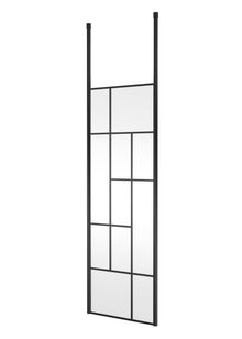 Hudson Reed Wetroom Screens 700mm Abstract Frame Wetroom Screen With Ceiling Posts Contemp Matt Black Aluminium 1950x750x60mm - JJ Building Materials
