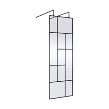 Hudson Reed Wetroom Screens 700mm Abstract Frame Wetroom Screen With Support Bars Contemp Matt Black Aluminium 1950x750x60mm - JJ Building Materials