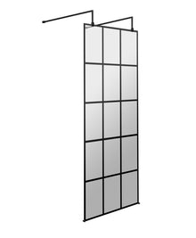 Hudson Reed Wetroom Screens 700mm Frame Screen With Arms And Feet Contemp Matt Black Aluminium 1950x700x14mm - JJ Building Materials