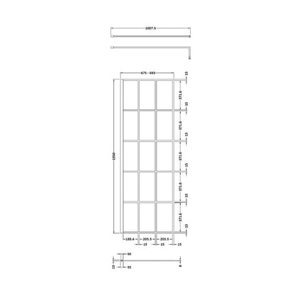 Hudson Reed Wetroom Screens 700mm Framed Wetroom Screen Contemp Matt Black Aluminium 1950x700x14mm - JJ Building Materials