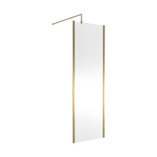 Hudson Reed Wetroom Screens 700mm Outer Framed Wetroom Screen With Support Bar Contemp Brushed Brass Aluminium 1950x700x14mm - JJ Building Materials