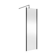 Hudson Reed Wetroom Screens 700mm Outer Framed Wetroom Screen With Support Bar Contemp Matt Black Aluminium 1950x700x14mm - JJ Building Materials