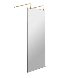 Hudson Reed Wetroom Screens 700mm Wetroom Screen With Arms And Feet Contemp Brushed Brass Aluminium 1950x698x14mm - JJ Building Materials