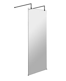 Hudson Reed Wetroom Screens 700mm Wetroom Screen With Arms And Feet Contemp Matt Black Aluminium 1950x700x14mm - JJ Building Materials