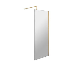 Hudson Reed Wetroom Screens 700mm Wetroom Screen With Brass Support Bar Contemp Brushed Brass Aluminium 1950x700x14mm - JJ Building Materials
