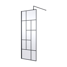 Hudson Reed Wetroom Screens 760mm Abstract Frame Wetroom Screen Contemp Matt Black Aluminium 1950x760x14mm - JJ Building Materials