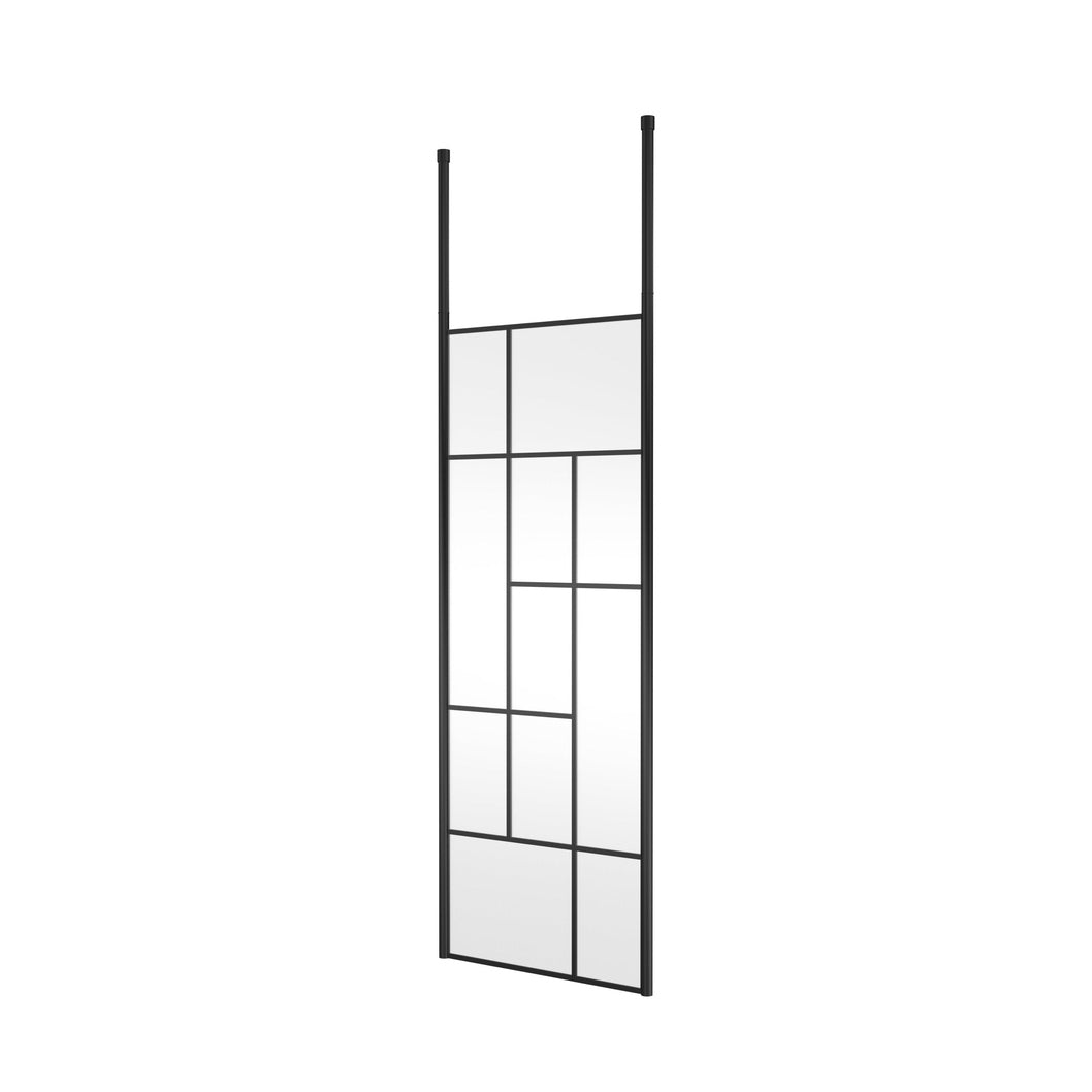Hudson Reed Wetroom Screens 760mm Abstract Frame Wetroom Screen With Ceiling Posts Contemp Matt Black Aluminium 1950x810x60mm - JJ Building Materials