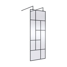 Hudson Reed Wetroom Screens 760mm Abstract Frame Wetroom Screen With Support Bars Contemp Matt Black Aluminium 1950x810x60mm - JJ Building Materials