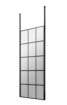 Hudson Reed Wetroom Screens 760mm Frame Screen With Ceiling Posts Contemp Matt Black Aluminium 1950x760x14mm - JJ Building Materials