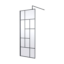 Hudson Reed Wetroom Screens 800mm Abstract Frame Wetroom Screen Contemp Matt Black Aluminium 1950x800x14mm - JJ Building Materials