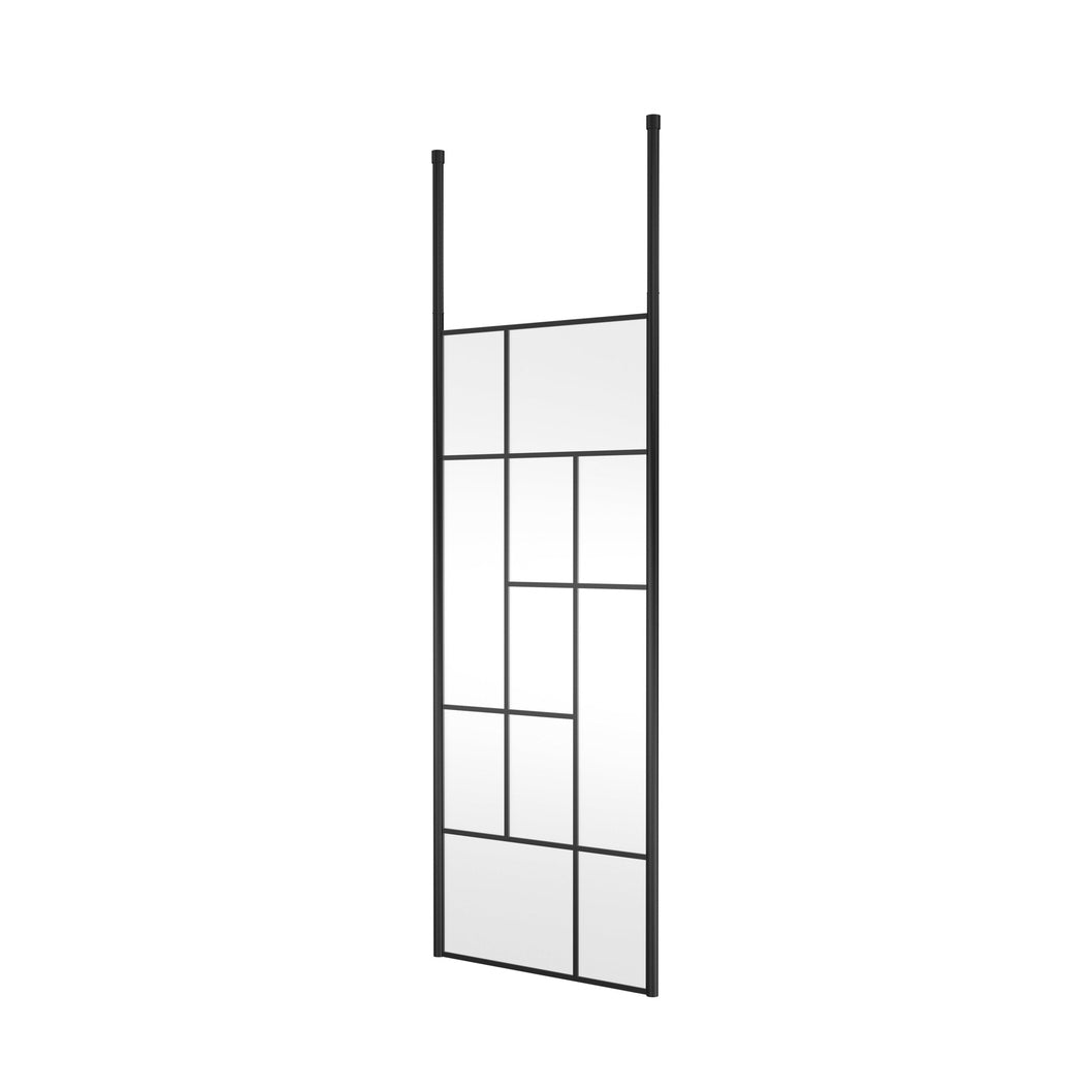 Hudson Reed Wetroom Screens 800mm Abstract Frame Wetroom Screen With Ceiling Posts Contemp Matt Black Aluminium 1950x850x60mm - JJ Building Materials