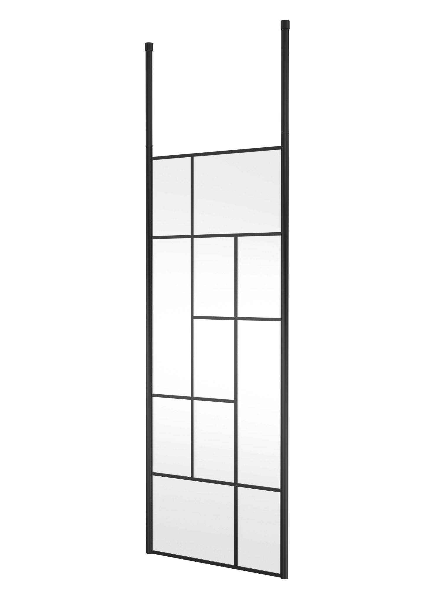 Hudson Reed Wetroom Screens 800mm Abstract Frame Wetroom Screen With Ceiling Posts Contemp Matt Black Aluminium 1950x850x60mm - JJ Building Materials