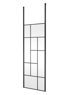 Hudson Reed Wetroom Screens 800mm Abstract Frame Wetroom Screen With Ceiling Posts Contemp Matt Black Aluminium 1950x850x60mm - JJ Building Materials