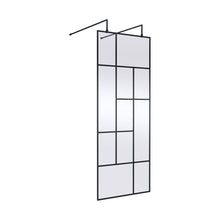 Hudson Reed Wetroom Screens 800mm Abstract Frame Wetroom Screen With Support Bars Contemp Matt Black Aluminium 1950x850x60mm - JJ Building Materials