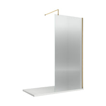 Hudson Reed Wetroom Screens 800mm Fluted Wetroom Screen With Support Bar Contemp Brushed Brass Aluminium 2070x850x1970mm - JJ Building Materials