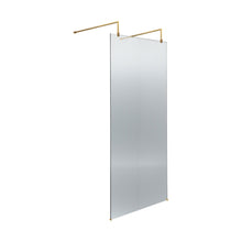 Hudson Reed Wetroom Screens 800mm Fluted Wetroom Scren With Arms & Feet Contemp Brushed Brass Aluminium 2070x850x1000mm - JJ Building Materials